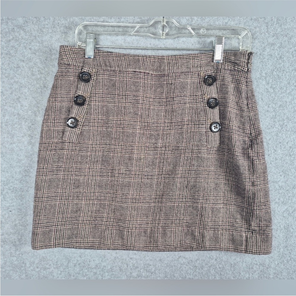 Banana Republic Wool Mini Skirt Size 8 Plaid Preppy Multicolor EUC